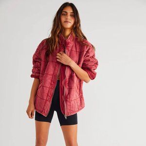 Free People NWT Dolman Quilted Knit Jacket in Cherry Juice size XS